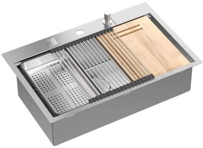 Stalen spoelbak BURT 110 WORKSTATION BRUSH NICKEL