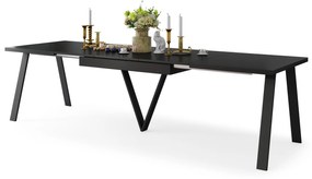 AVERY zwart mat - LOFT/INDUSTRIËLE TAFEL VOOR WOONKAMER / EETKAMER UITKLAPBAAR TOT 330 cm!