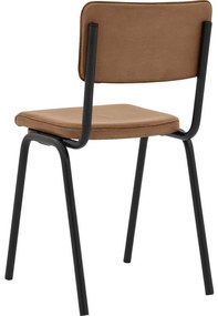 Goossens Eetkamerstoel Chaplin bruin leer leuning, urban industrieel