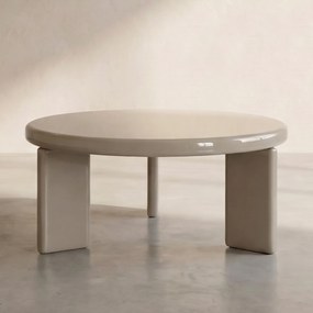 Ronde Salontafel Hoogglans Beige - 80 X 80cm.