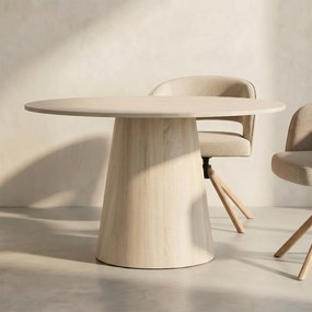 Ronde Eettafel Met Ronde Voet Whitewash - 120 X 120cm.