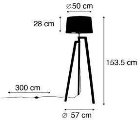 Smart vloerlamp met dimmer met kap zwart met goud 50 cm incl. Wifi A60 - Puros Landelijk / Rustiek E27 Binnenverlichting Lamp