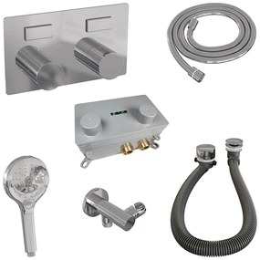 Brauer Stripe inbouw badkraan met drukknoppen, badvulcombinatie en 3 standen handdouche chroom