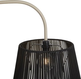 Japandi buiten vloerlamp beige met zwarte kap van touw IP44 - Arc Jayla
