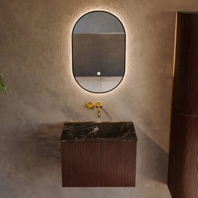 Mondiaz Kurve-dlux 60cm badmeubel ruby met 1 lade en wastafel cloud midden zonder kraangat lava