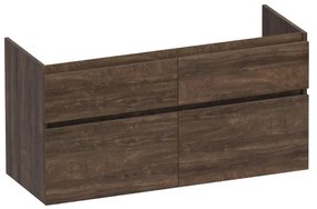 BRAUER Advance Wastafelonderkast - 120x46x60cm - 4 softclose greeploze lades - 2 sifonuitsparingen - en MFC - burned bark OK-AD120-4BB