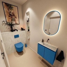 MONDIAZ TURE-DLUX 60cm toiletmeubel Jeans. EDEN wastafel Ostra positie midden. Zonder kraangat. TUREDX60JEAM0OST