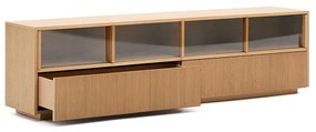 Kave Home Helvine Tv-meubel Eiken Met Glazen Schuifdeuren - 200x40x54cm.