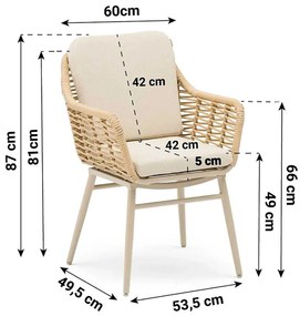Tuinset 6 personen 240 cm Aluminium/rope Taupe Coco Antoni/Weave