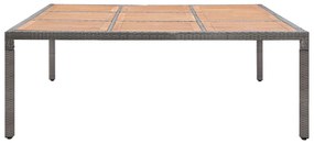 vidaXL Tuintafel 200x200x74 cm poly rattan en acaciahout grijs