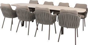 Manolo Cannes dining tuinset 230-290x100xH75 cm 9 delig uitschuifbaar keramiek terre Taste 4SO