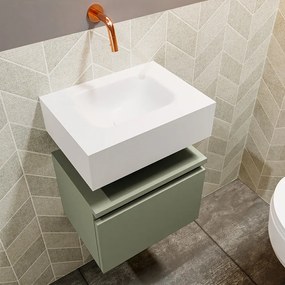 Mondiaz Andor toiletmeubel 40cm army met witte wastafel midden zonder kraangat