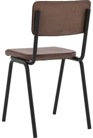 Goossens Eetkamerstoel Chaplin bruin leer leuning, urban industrieel