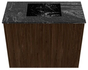 Mondiaz Joya DLux 50cm toiletmeubel walnut met wastafel faye midden zonder kraangat lava