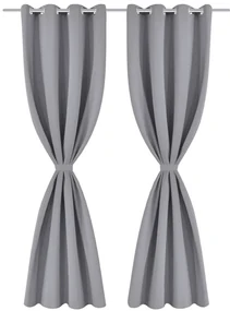 vidaXL Gordijnen met metalen ringen 135 x 245 cm 2 stuks (grijs)