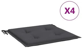 vidaXL Tuinstoelkussens 4 st 40x40x3 cm antracietkleurig