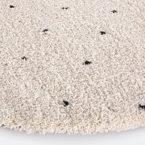 Rond vloerkleed met stippen in berber stijl, Ava