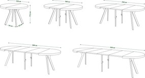 EXPANSO Eik Craft Złoty/zwarte poten - GROTE RONDE TAFEL Ø110 UITBREIDBAAR TOT 310 cm met Y-POTEN LOFT/INDUSTRIAL