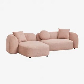 Modulaire Bank Met Linker Chaise Longue Van 2 Delen In Chenille Coco Stof Chenille Roze – Kwarts - Sklum