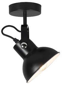 Industriële wand- en plafondlamp zwart kantelbaar - Guida