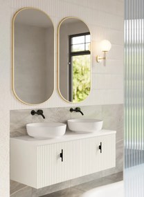 Muebles Ezra badmeubel ribbelfront 120cm wit mat met wit toppaneel zonder waskom