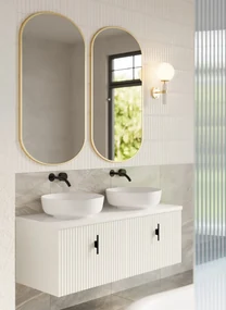 Muebles Ezra badmeubel ribbelfront 120cm wit mat met wit toppaneel zonder waskom
