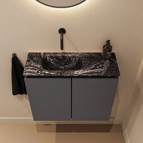 Mondiaz Ture DLux toiletmeubel 60cm dark grey met wastafel lava links zonder kraangat