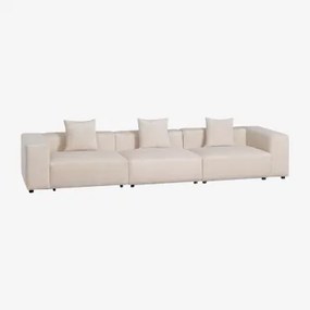 Modulaire 3-delige Bank (↔︎375 Cm) Met Hoge Armleuning Bruna Corduroy Beige – Linnen - Sklum