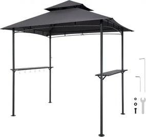 VEVOR BBQ Gazebo, 2430x1500x500 mm, grillluifel voor buitengrill, 2-laags BBQ Gazebo-luifel, dubbel dak tuingazebo 2-4 personen, ideaal voor terras, achtertuin en tuin