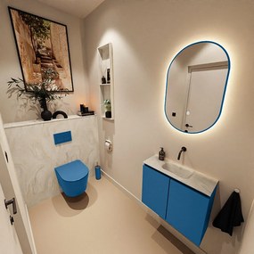 Mondiaz Ture DLux toiletmeubel 60cm jeans met wastafel ostra midden zonder kraangat