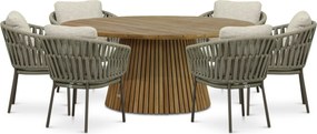 Tuinset Ronde Tuintafel 6 personen 180 cm Rope Zand/Beige  Coco Viento/Fungo