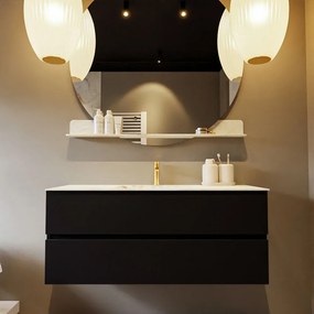 Mondiaz Vica DLux badmeubel 120cm urban 2 lades met wastafel frappe midden 1 kraangat