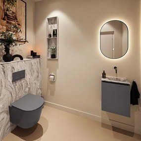 Mondiaz Ture DLux toiletmeubel 40cm dark grey met wastafel glace rechts zonder kraangat