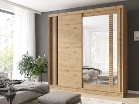 Kledingkast Reno 119, Artisan eiken, 215x200x59cm, 167 kg, Kledingkast deuren: Schuivend, Aantal planken: 4, Aantal planken: 4