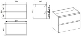 Fontana Elena badkamermeubel 80cm beach eiken met solid surface wastafel 1 kraangat