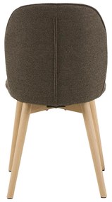 Eetkamerstoel Met Houten Poten Taupe Boucle
