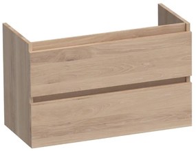 BRAUER Solution Small Wastafelonderkast - 80x39x50cm - 2 softclose greeploze lades - 1 sifonuitsparing - hout - Smoked oak OK-MES80SSO