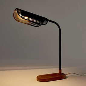 Verstelbare lamp, smeedijzer en eik, Opia