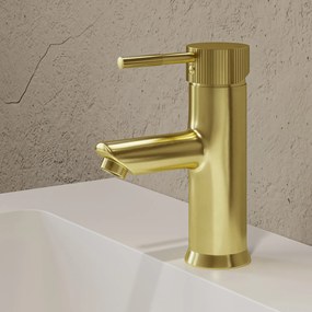 Saniclear Brass Stripes wastafelkraan geborsteld messing - mat goud