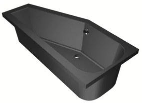 Xenz Lagoon Hoekbad - 160x75x48 - afvoer Midden - Links - Compact - acryl - ebony 6980-29