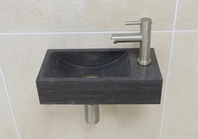 Mueller Small natuursteen fonteinset rechts met RVS kraan en toebehoren