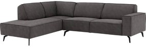 Goossens Hoekbank Hercules donkergrijs, microvezel, 3-zits, modern design met ligelement links