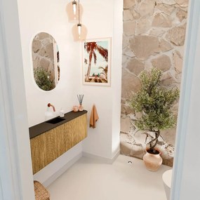 Mondiaz Joya 125cm toiletmeubel ronding links/rechts oak met wastafel faye midden zonder kraangat urban