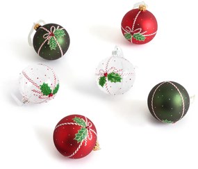 Set van 3 Kerstballen in versierd glas, Opari