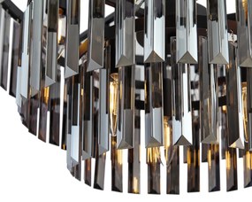 Moderne kroonluchter zwart met smoke glas 9-lichts - Amel