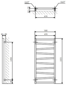 Sapho Zig radiator antraciet 50x157cm 582W