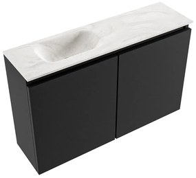 Mondiaz Ture DLux toiletmeubel 80cm urban met wastafel ostra links met kraangat