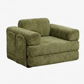 Vacuumverpakte Fluwelen Slaapfauteuil Paoly Corduroy Army Groen - Sklum