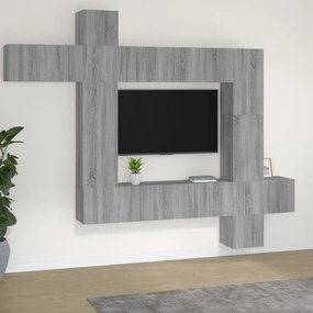 vidaXL 9-delige Tv-meubelset bewerkt hout grijs sonoma eikenkleurig