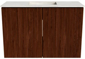 Mondiaz Joya DLux 60cm toiletmeubel ruby met wastafel faye midden zonder kraangat ostra